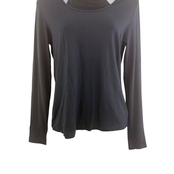 Akris Punto Knit Top Size 10 Cotton Mock Neck Black Pullover Back Zip - Picture 5 of 16